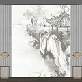 New Chinese Style Background Wall Panel Soft Bag Hard Bag 3d model