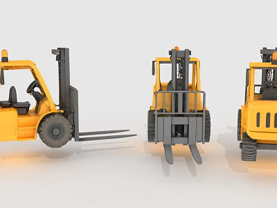 Yellow Forklift Utility Vehicles Showcasing Different Angles And Design Features 3d model
