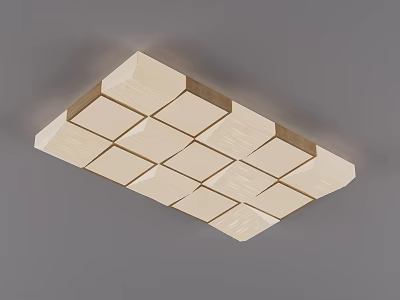 Modern Flush Mount Ceiling Light With Geometric Square Panel Light Colored Design 3d model