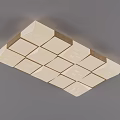 Modern Flush Mount Ceiling Light With Geometric Square Panel Light Colored Design