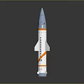 Sleek Silver Missile Weapon With Orange Stripes Pointed Nose And Tail Fins