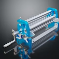 Blue Manual Rolling Machine With Metal Rollers Hand Crank And Sturdy Frame 3d model