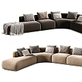 Modern Curved Sectional Sofas With Throw Pillows And Blankets For Cozy Living Room