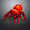 Red Spider With Glossy Armored Body And Many Sharp Legs