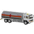 Utility Vehicle Gasoline Tanker Truck With Orange Stripe And Hazard Sign