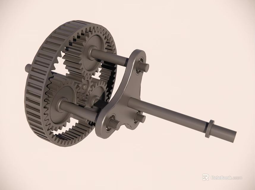 Detailed Industrial Gear Mechanism With Interlocking Gears Metal Shafts And Connecting Parts 3d model 