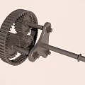 Detailed Industrial Gear Mechanism With Interlocking Gears Metal Shafts And Connecting Parts