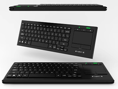 Kensington Black Computer Keyboard Featuring Integrated Touchpad And Green Indicators 3d model