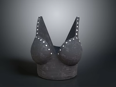 Daily Use Gray Brassiere With White Studs Fashionable Lingerie Item 3d model