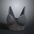 Daily Use Gray Brassiere With White Studs Fashionable Lingerie Item