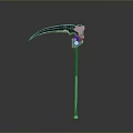 Futuristic Scythe Weapon With Blue Glowing Core And Metallic Handle Design
