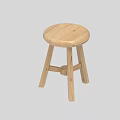 Natural Wood Round Seat Stool With Simple Design And Four Legs For Home Use