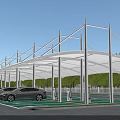 Modern High Strength Membrane Structure Car Shade Canopy For Electric Vehicle Charging Parking Lot
