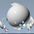 Smart White Robot With Smooth Round Body Mechanical Arms And Blue Lights