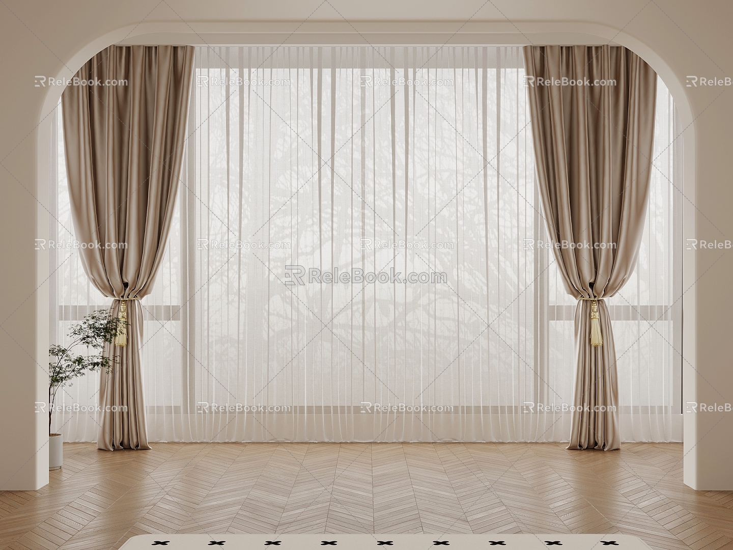 curtain gauze curtain 3d model