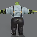 Game Movie Character Green Skinned Bearded in White Shirt Blue Tie Black Suspenders Arms Outstretched