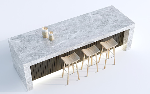 Modern Bar Chair Combination Bar Counter Water Bar Counter Middle Island Table and Chair Bar Table and Chair 3d model