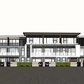 Modern Townhouse Exterior Design With Large Windows And Balconies