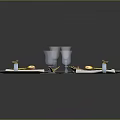 Elegant Floral Patterned Dinnerware Set Plates with Purple Rim Glasses and Decorative Napkins