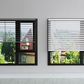 Window Blinds In Modern Interior With Natural View And Green Trees 3d model