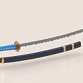 Samurai Sword With Blue Handle And Dark Blue Scabbard Gold Accents