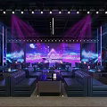 Modern KTV Interior Design With Neon Lights And Leather Seating