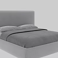 Gray Upholstered Headboard Double Bed With Minimalist Design And Pillows 3d model
