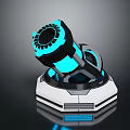 Futuristic Weapon With Blue Glowing Elements And Mechanical Design On White Base 3d model