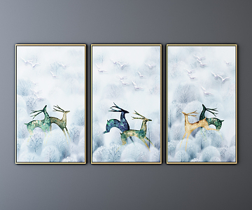 Nordic Animal Painting Hanging Paintings 3d model