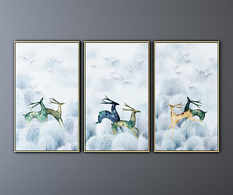 Nordic Animal Painting Hanging Paintings 3d model