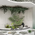 Zen Style Clubhouse Interior With Pool And Mountain Decor