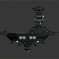 Detailed Large Water Vessel Warship with Turrets Superstructure and Flight Deck Design