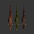 Colorful Spiked Dinosaur Figures Standing On Dark Background With Detailed Features