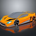 Orange Sports Car Featuring Sleek Modern Concept Design Unique Black Accents and Reflective Surface