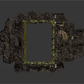 Ancient Square Pit Excavation With Earthen Walls Stone Elements And Vegetation