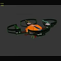 Orange Quadcopter Drone With Black Frame Propeller Guards And Modern Design 3d model