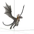 Mythical Dragon Game Movie Character Flying Over Green Meadow With Blue Sky And Clouds
