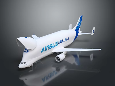 Airbus Beluga Passenger Aircraft With White And Blue Livery And Unique Design Features 3d model