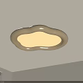 Cloud Shaped Cream Colored Ceiling Light With Soft Glow For Modern Room 3d model