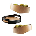Stylish Ceramic Vessels Wooden Design Black Rimmed Tray Holding Fresh Pears