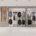 Modern Clothing Store Interior Featuring Hanging Suits Shirts And Organized Display Racks With Bright Lighting