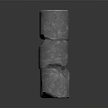 Abstract Stacked Gray Stone Pillar Sculpture with Textured Surface and Reflective Base 3d model