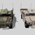 Military Vehicles In Camouflage And Beige With Off Road Design And Roof Equipment