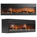 Modern Electric Fireplace With Realistic Flame Effect And Black Glass Panel Design