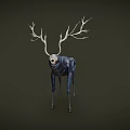 Game Movie Character Blue Deer With Large Antlers And Fantasy Design