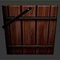 Red Wooden Bucket with Black Metal Handles and Natural Wood Texture