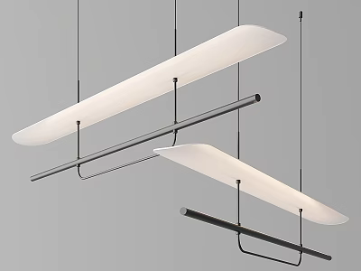 Sleek Modern Pendant Light With White Elongated Shades And Black Metal Hangers For Minimalist Interiors 3d model