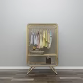 Gold Metal Frame Wardrobe with Hanging Rod for Colorful Clothes and Shelf Accessories