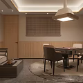 Modern Hotel Mahjong Room Interior With Mahjong Table Comfortable Chairs Sofa And Wooden Walls