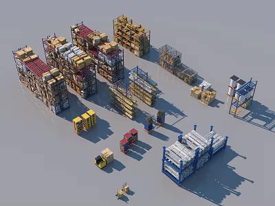 Industrial Storage Equipment With Multi tier Racks Pallet Shelves And Warehouse Systems 3d model